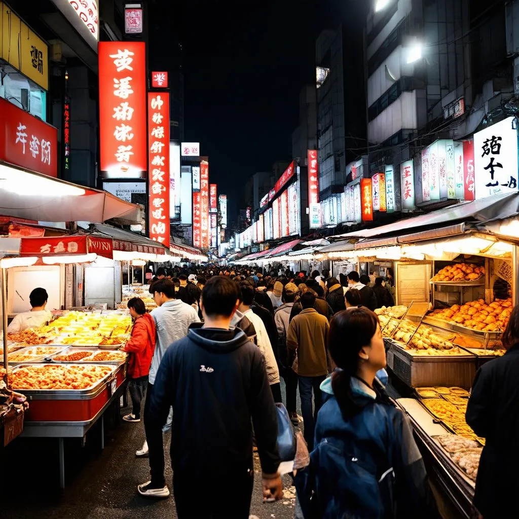 Taiwan night market street food